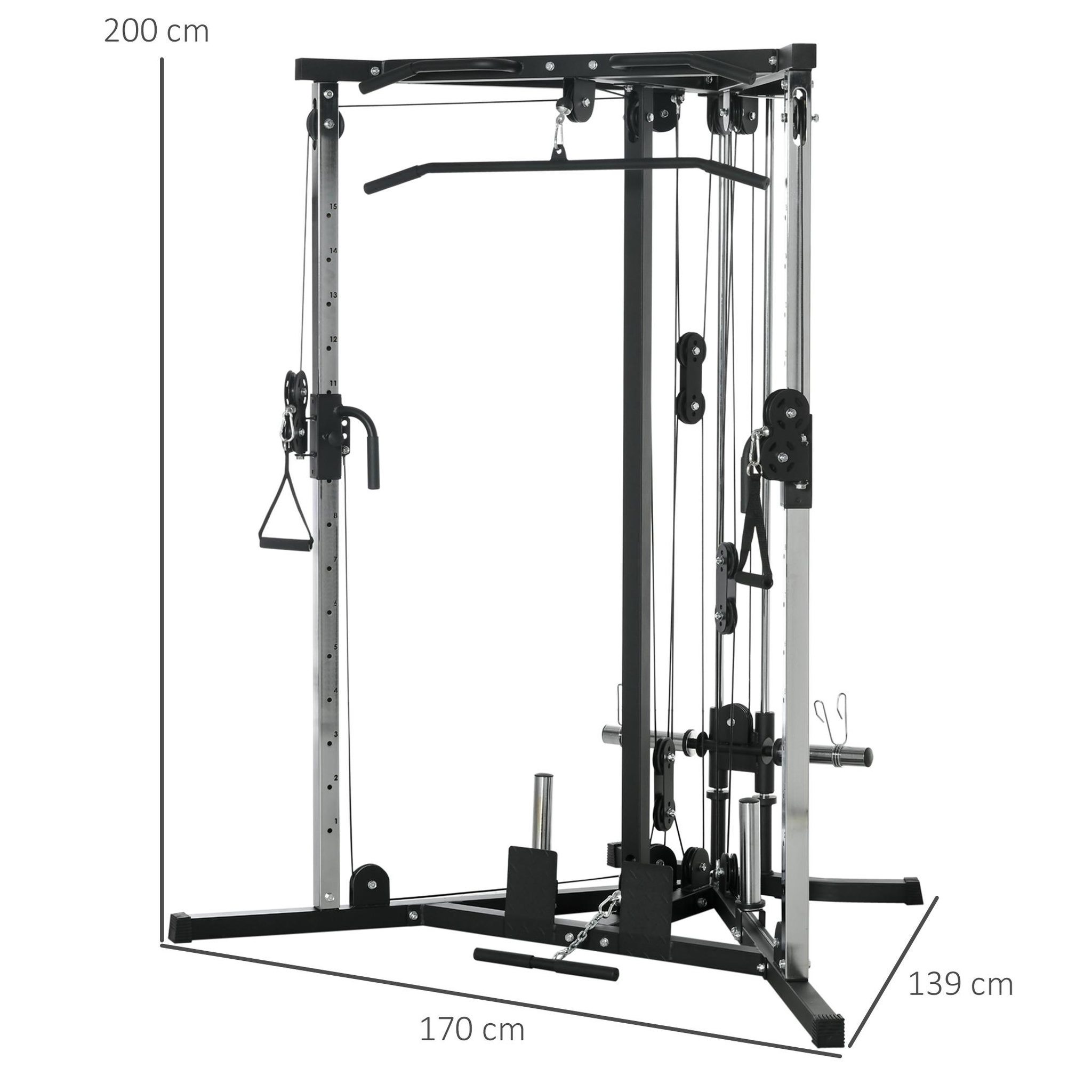 Voir la diapositive 3 : HOMCOM Station de musculation multifonction réglages multiples acier gris noir
