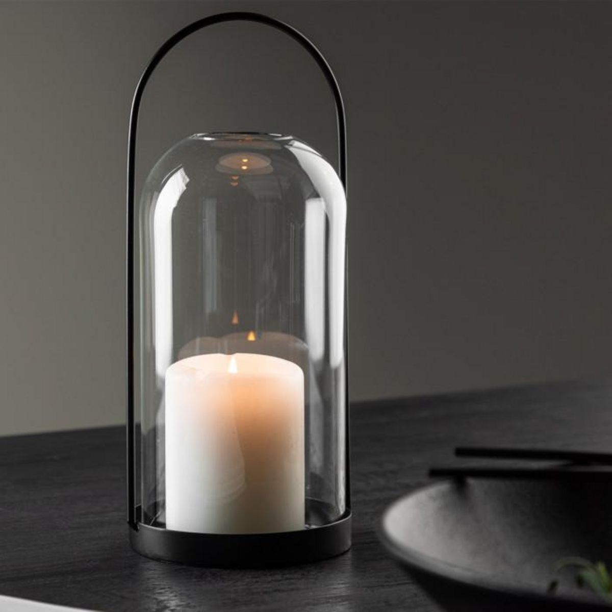 Paris Prix Lanterne Design en Verre  Flora  25cm Noir