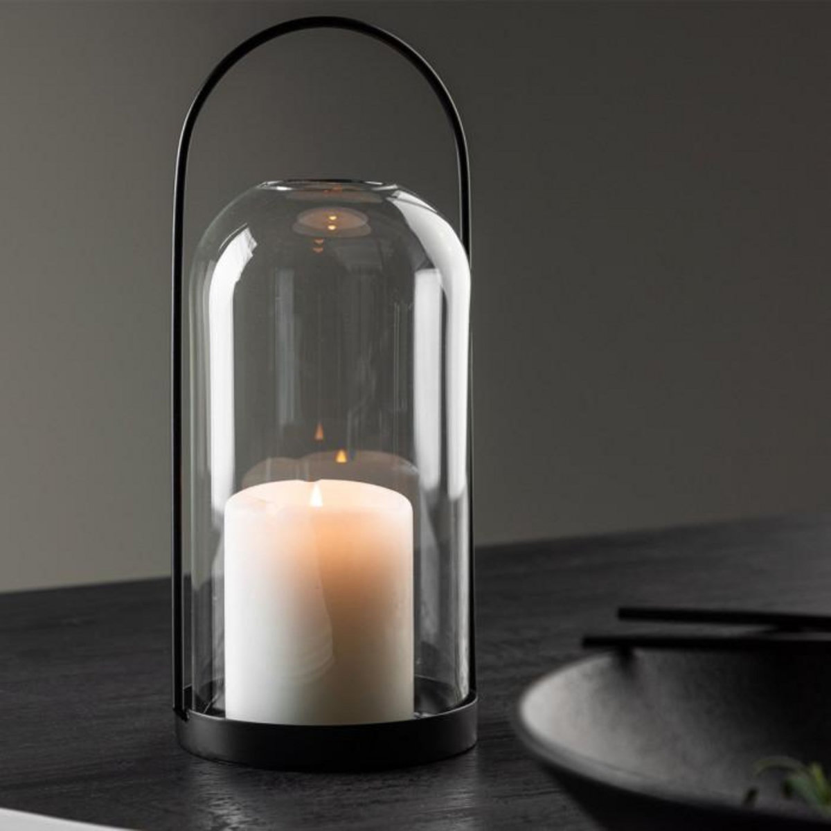 Paris Prix Lanterne Design en Verre  Flora  25cm Noir