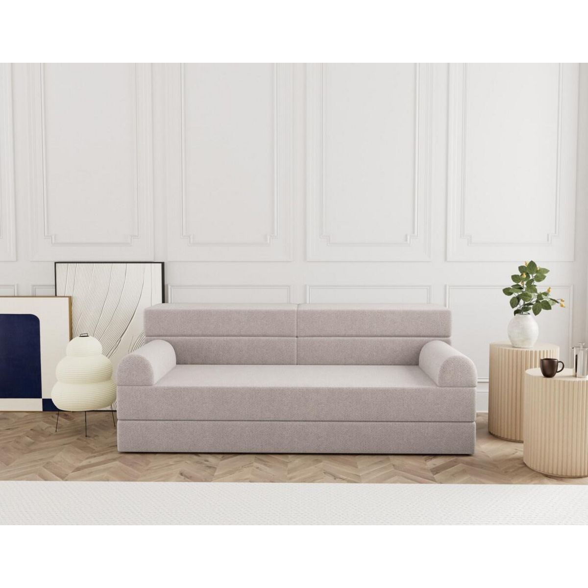 LISA DESIGN Astral - canapé 3 places convertible en velours texturé