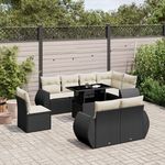 VIDAXL Salon de jardin 9 pcs avec coussins noir resine tressee