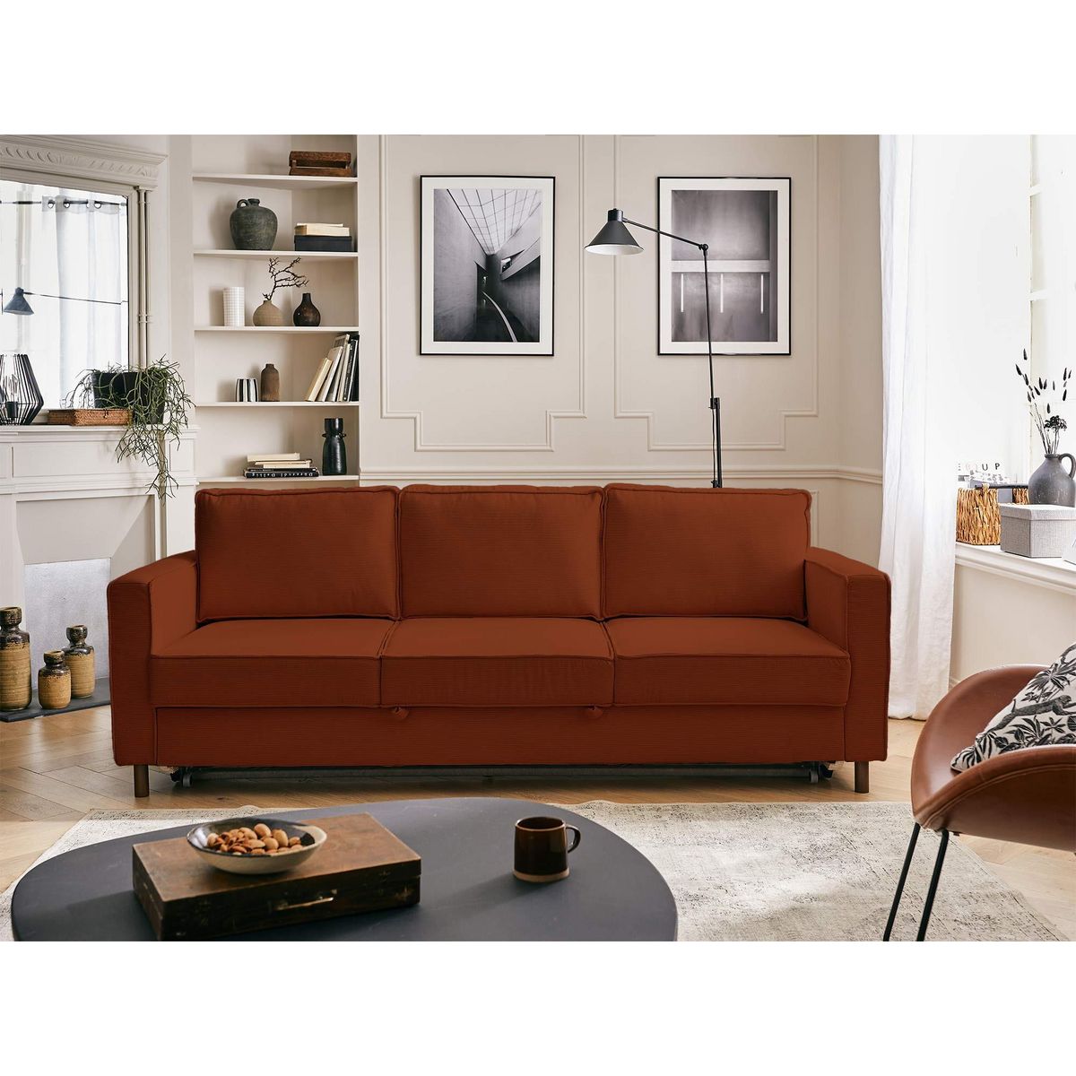 LISA DESIGN Jake - canapé 3 places - convertible - en velours côtelé