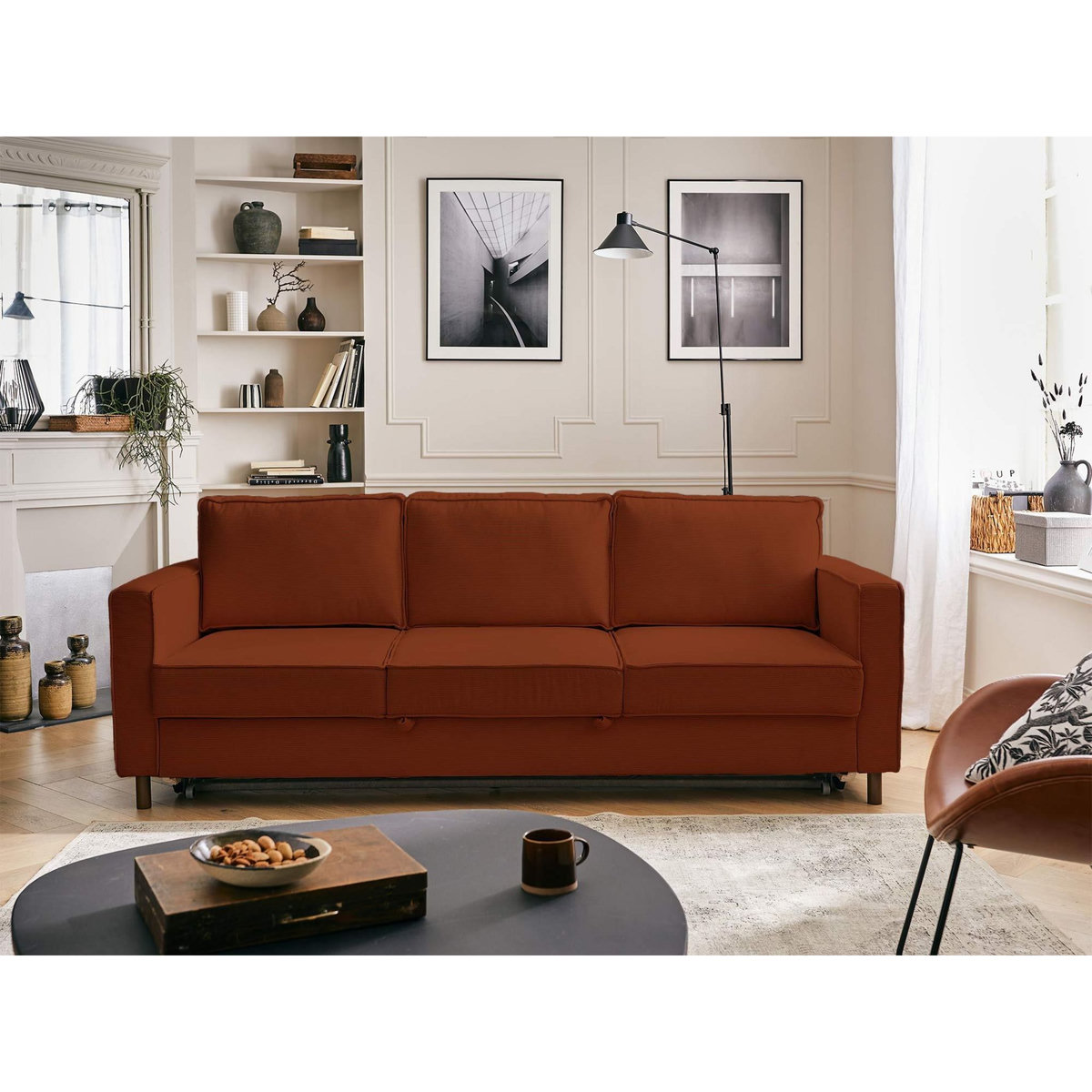 LISA DESIGN Jake - canapé 3 places - convertible - en velours côtelé