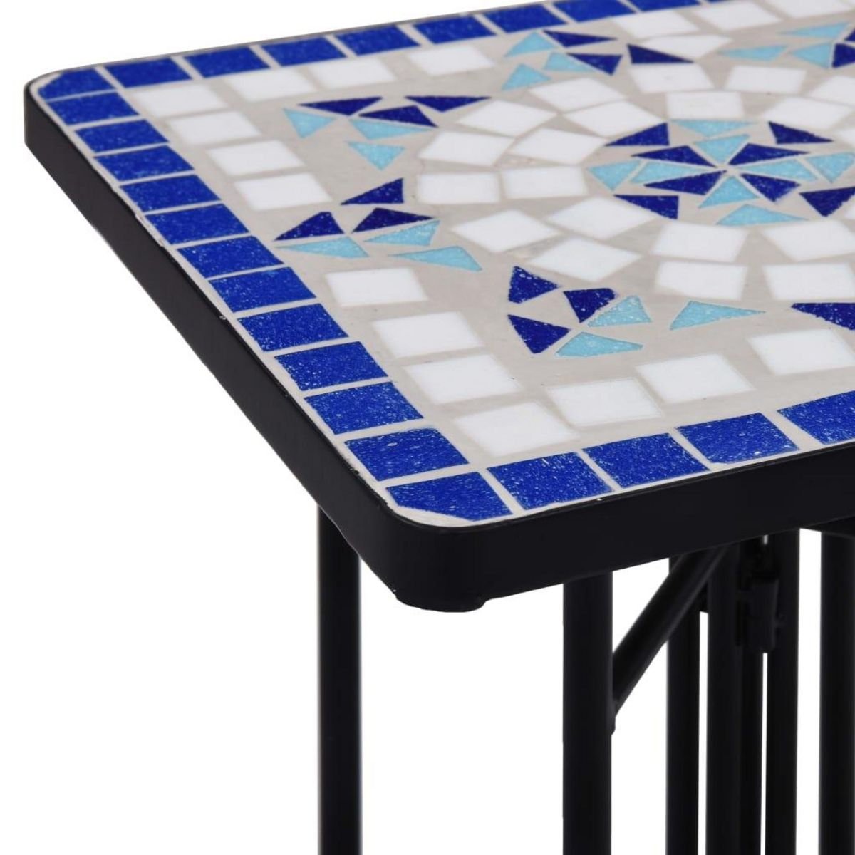 VIDAXL Table de bistro mosaïque bleu et blanc Ceramique