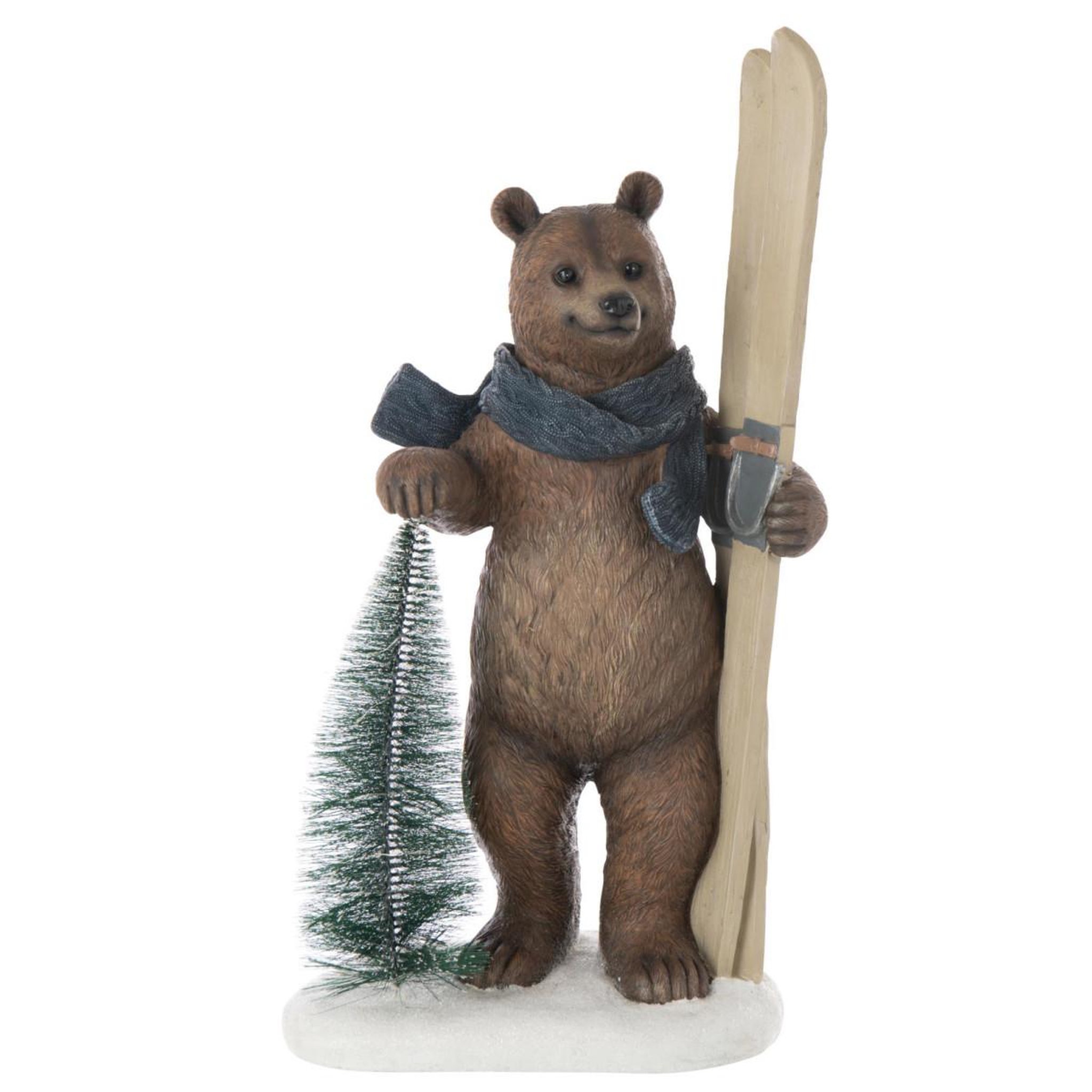 Voir la diapositive 4 : J-LINE Ours sapin à led  ski  66cm multicolore