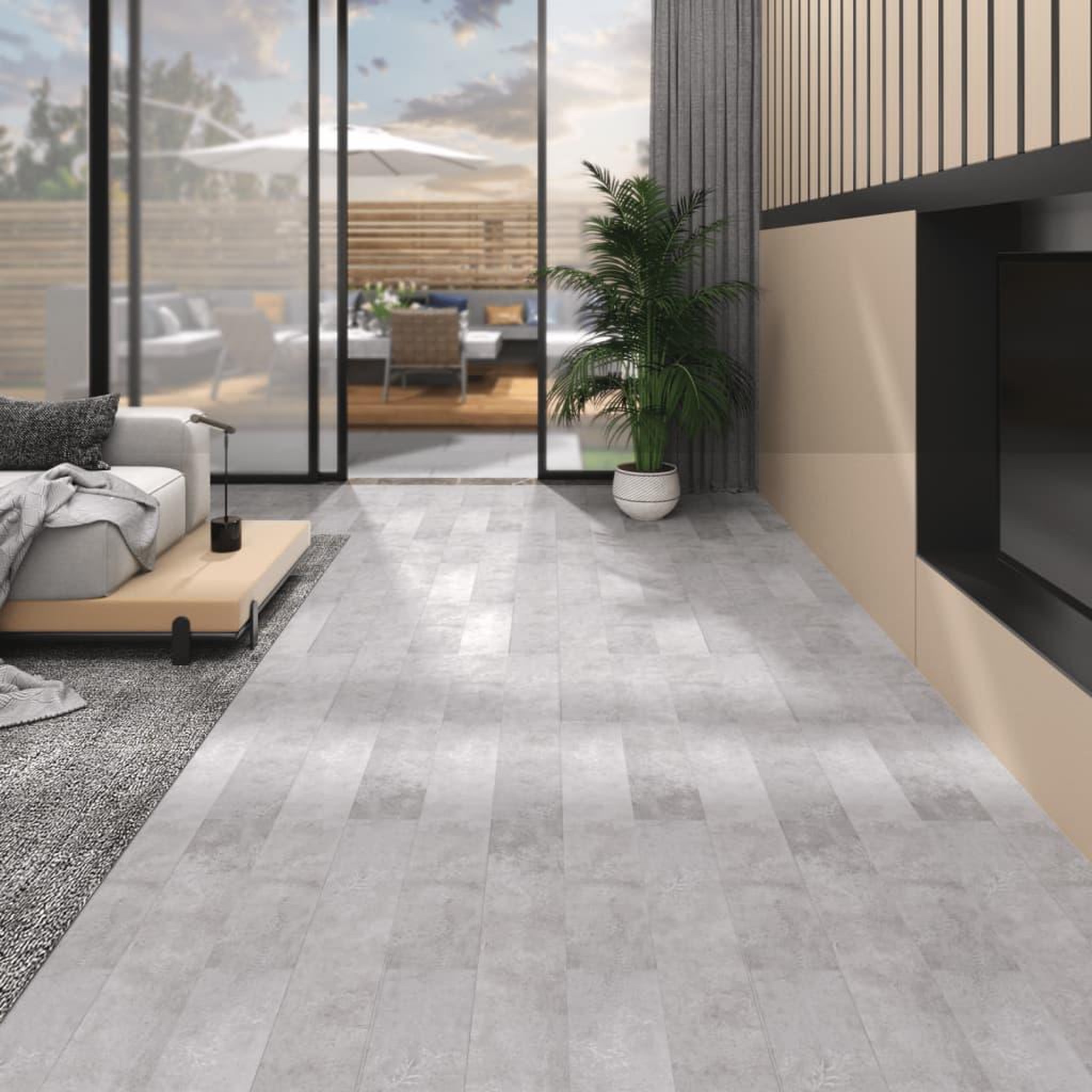 Voir la diapositive 1 : VIDAXL Planches de plancher PVC Non auto-adhesif 5,26m^2 2mm Gris terre