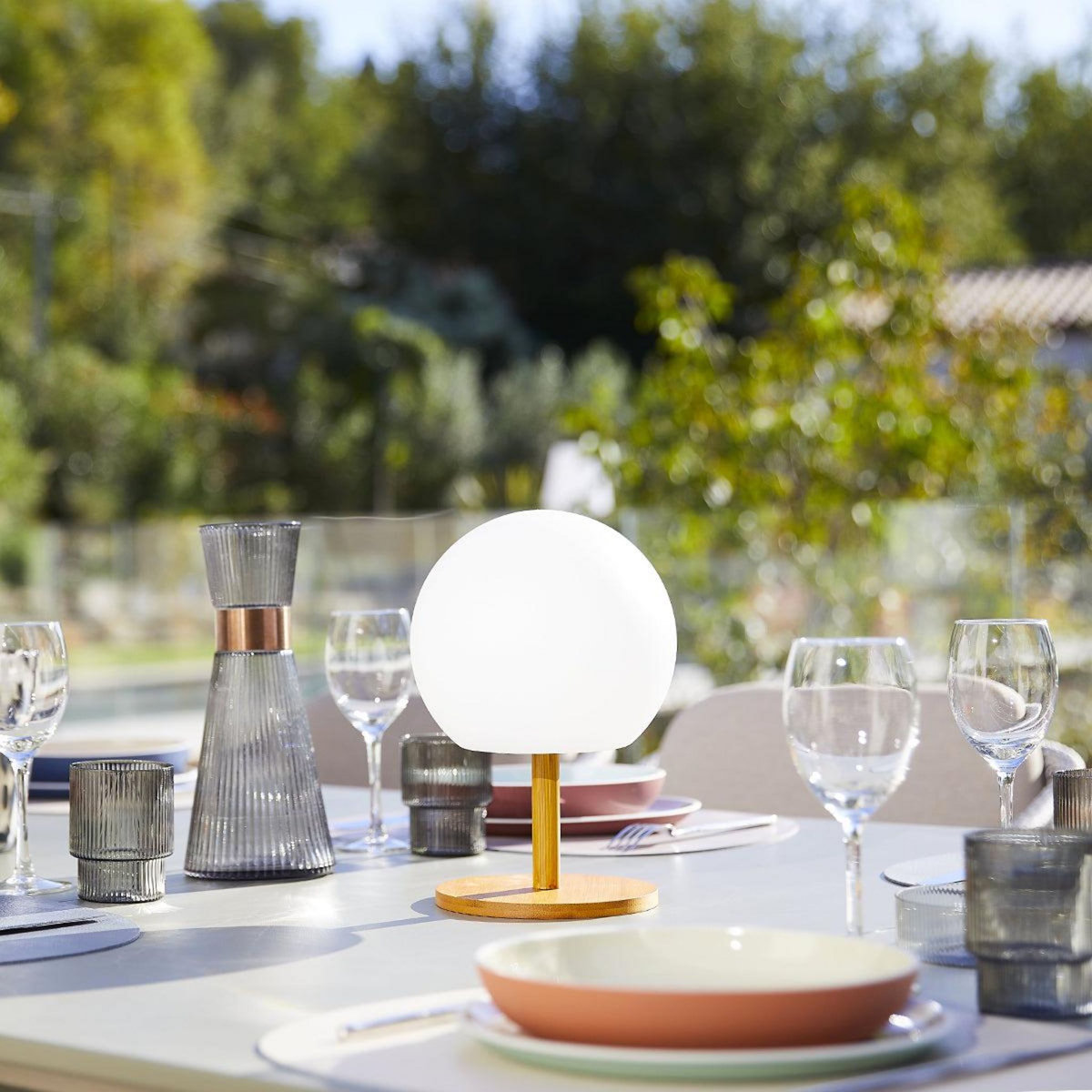 Lumisky Lampe de table LED LUNY Bois Bambou H28CM