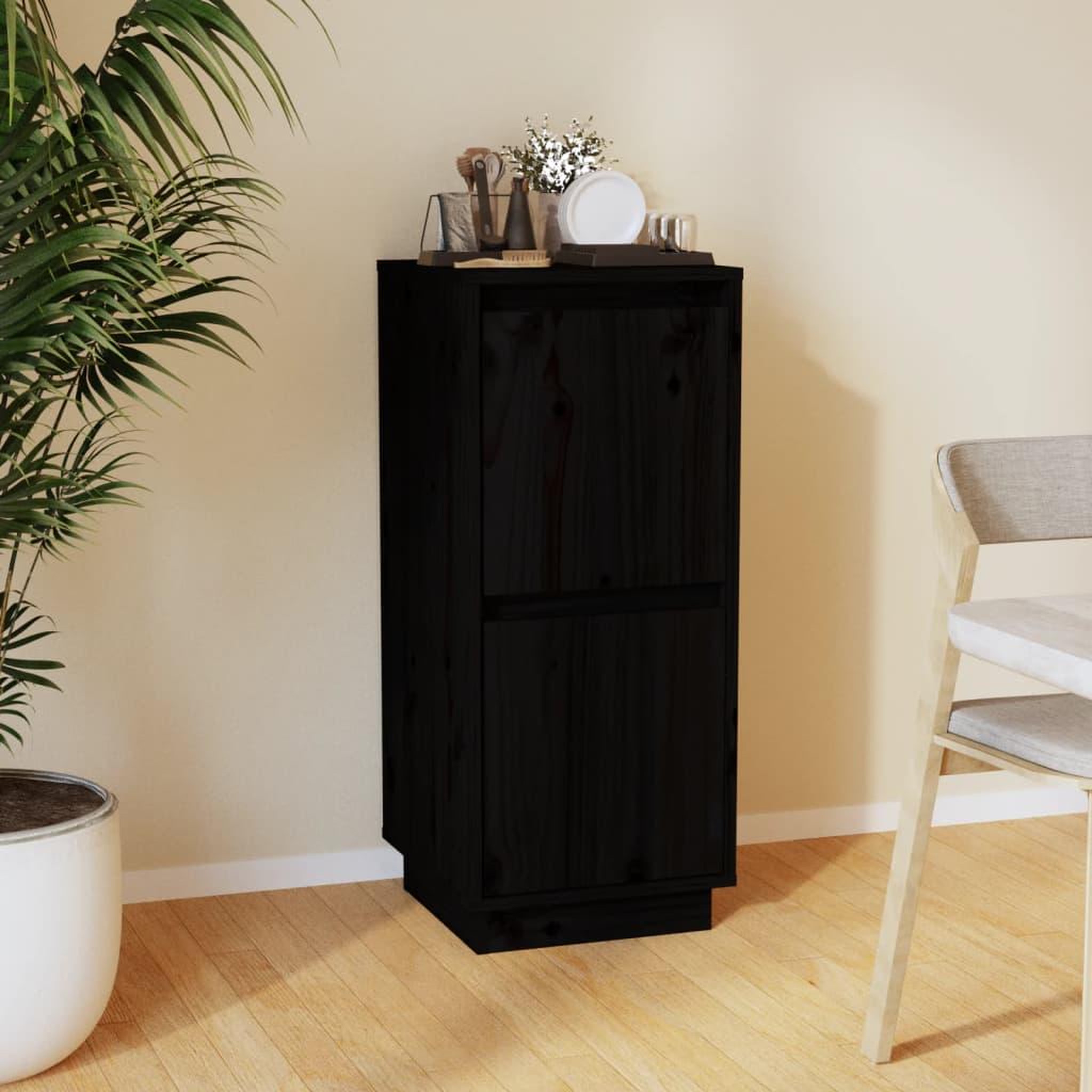 Voir la diapositive 1 : VIDAXL Buffet Noir 31,5x34x75 cm Bois massif de pin