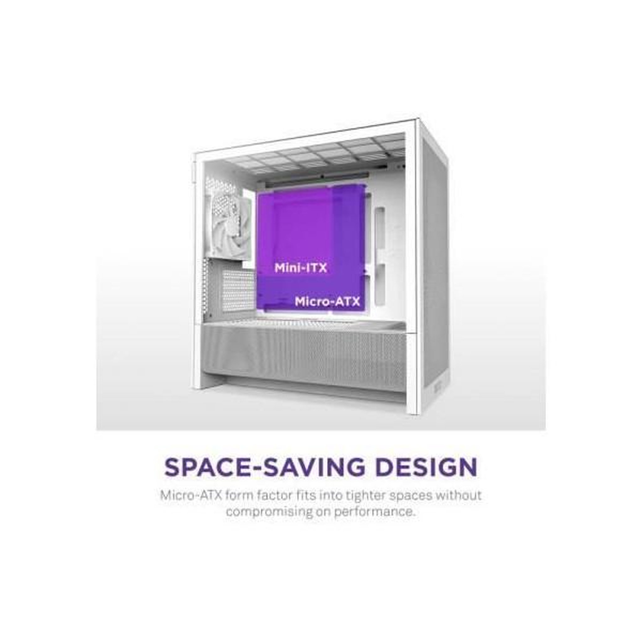 Voir la diapositive 3 : NZXT Boitier moyen-tour micro-atx - nzxt - h3 flow - blanc - airflow remarquable - support gpu grand format