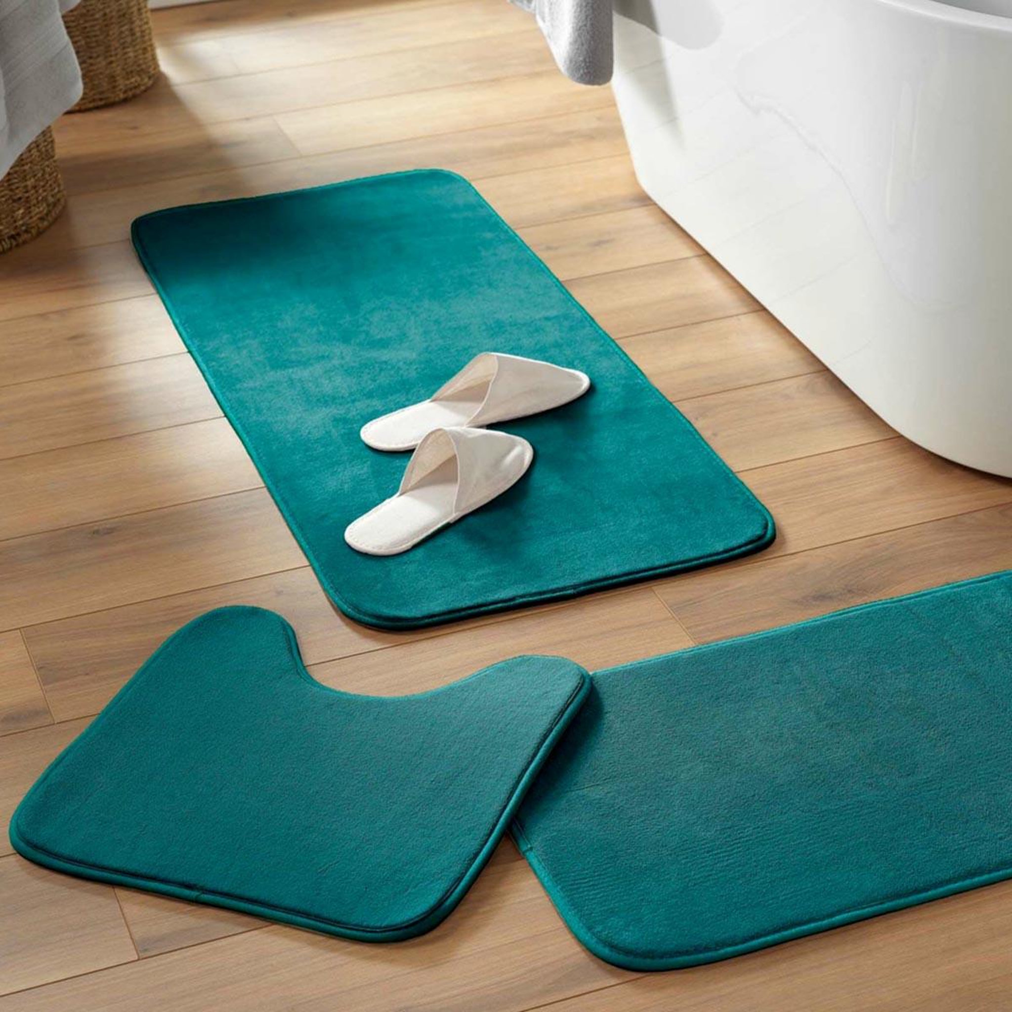 Voir la diapositive 5 : Douceur d'Intérieur Tapis de bain microfibre  vitamine ii  45x75cm bleu émeraude