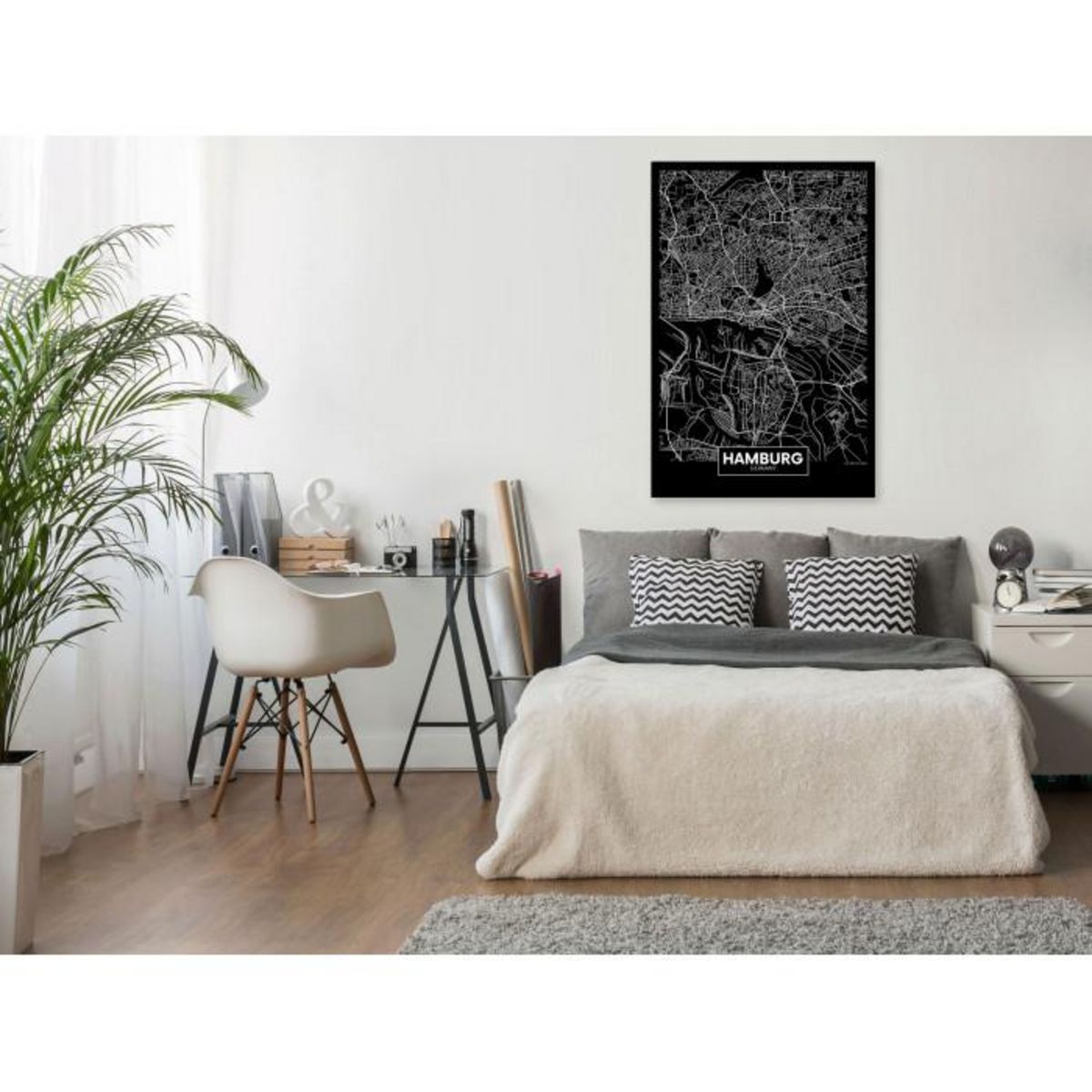 Paris Prix Tableau Imprimé  Dark Map of Hamburg