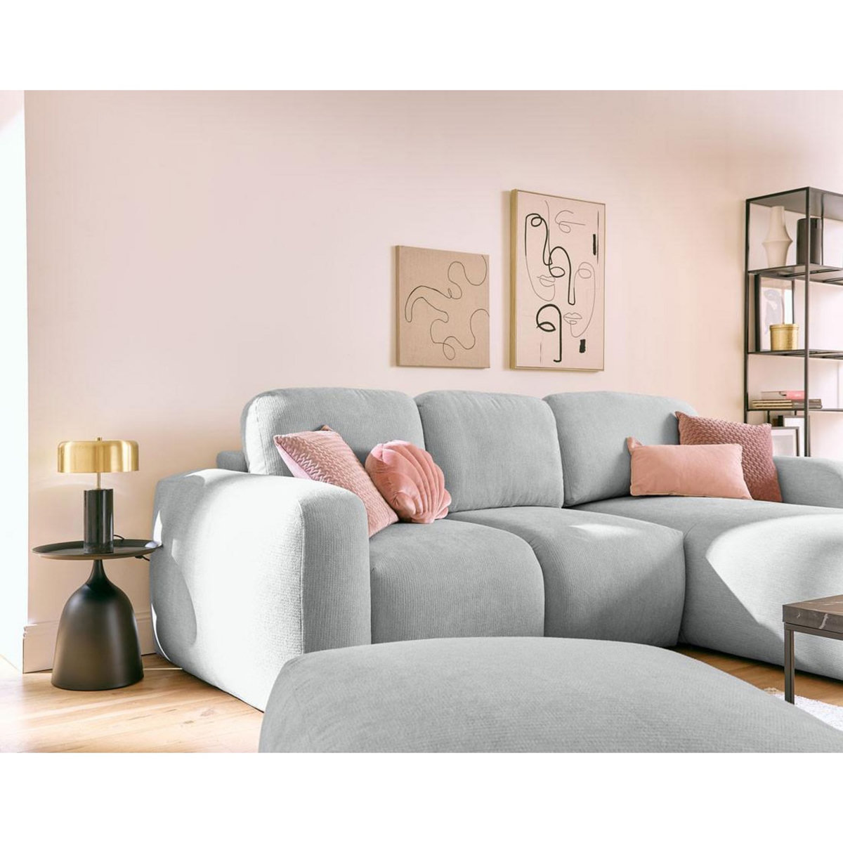 LISA DESIGN Sorrente - canapé d'angle réversible - convertible avec coffre - 4 places - en tissu texturé