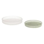 ATMOSPHERA Lot de 2 Plateaux Déco  Wild Romance  31cm Blanc & Vert