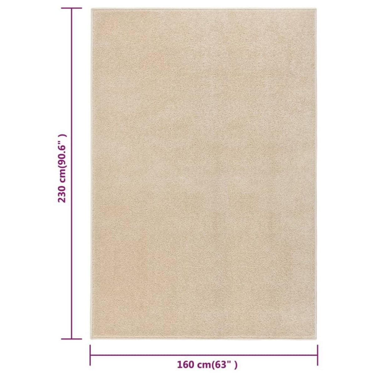 VIDAXL Tapis a poils courts 160x230 cm Beige