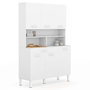 Voir la diapositive 1 : ID MARKET Buffet de cuisine 120 CM CINA 6 portes + tiroir blanc et blanc brillant