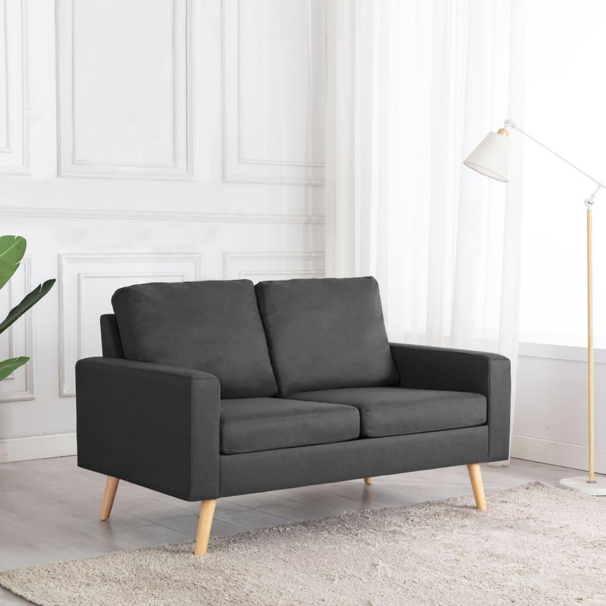 Voir la diapositive 1 : VIDAXL Canape a 2 places Gris fonce Tissu