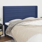 VIDAXL Tete de lit avec oreilles Bleu 203x16x118/128 cm Tissu