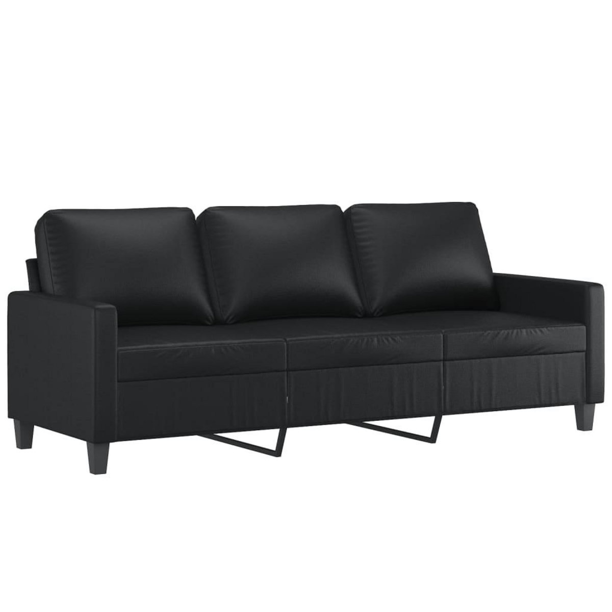 VIDAXL Ensemble de canapes 2 pcs avec coussins Noir Similicuir
