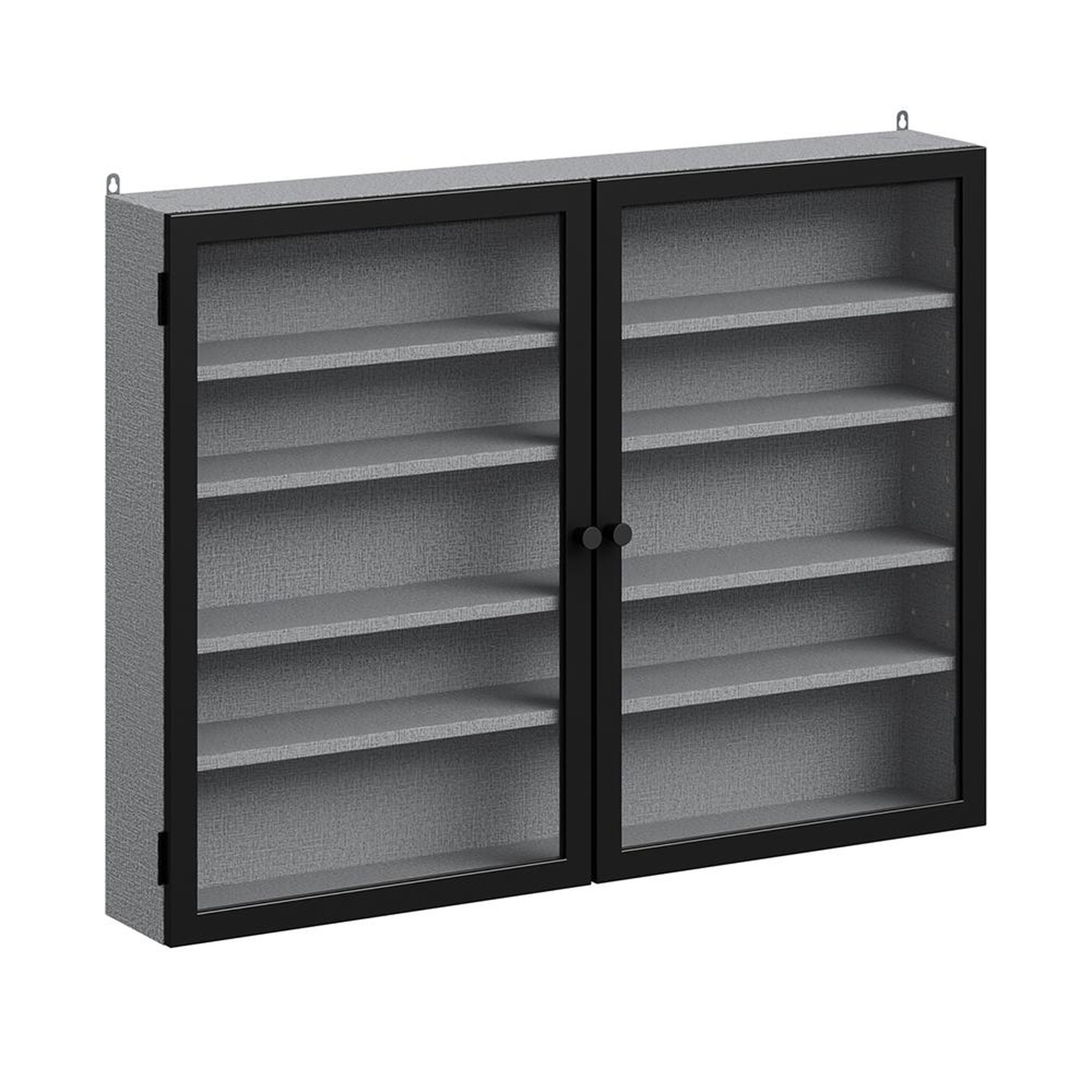 SOBUY Vitrine murale grise avec portes en verre 80x12,2x60 cm fsb113-dg