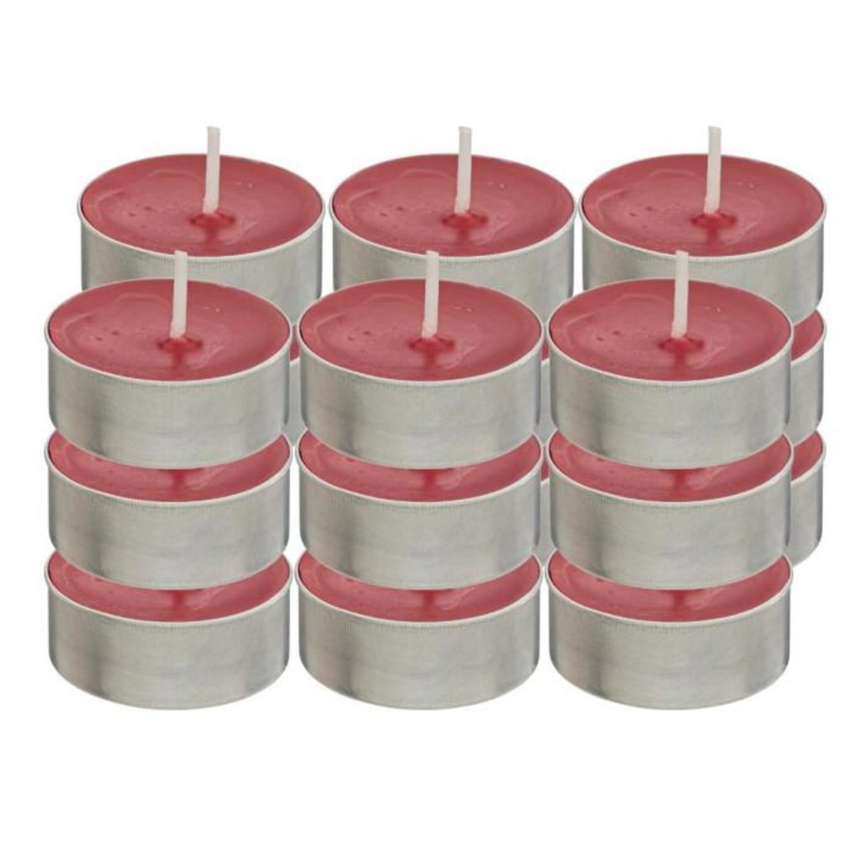 ATMOSPHERA Lot de 18 Bougies Chauffe-Plat  Hugo  3,7cm Rouge