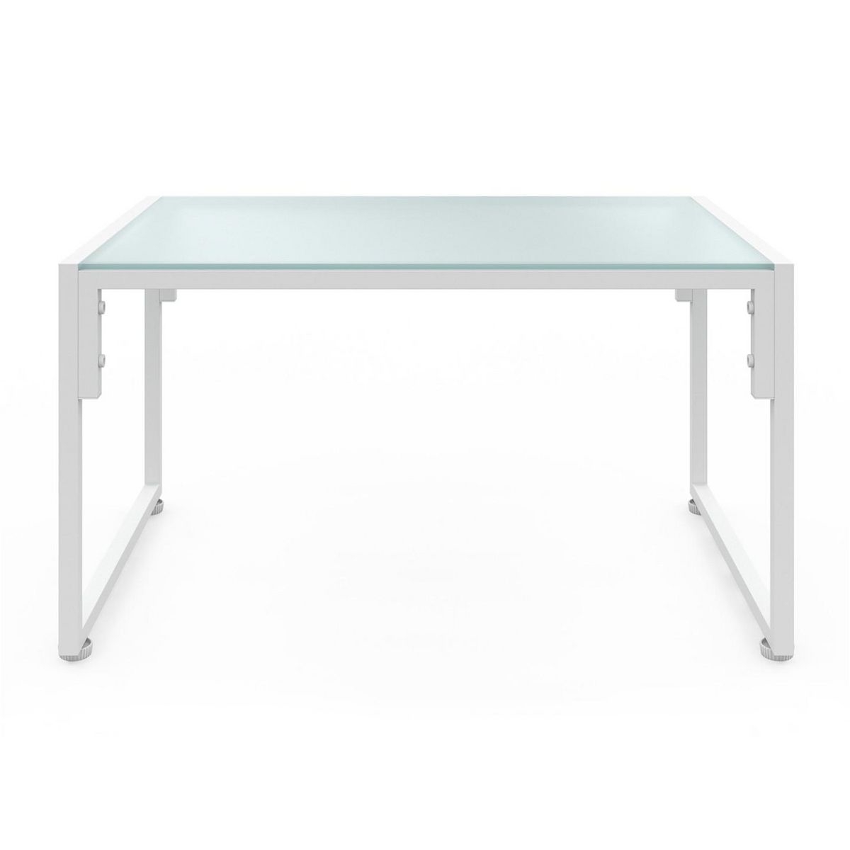 ID MARKET Salon de jardin bas NAIROBI 4 places en acier blanc et coussins beige