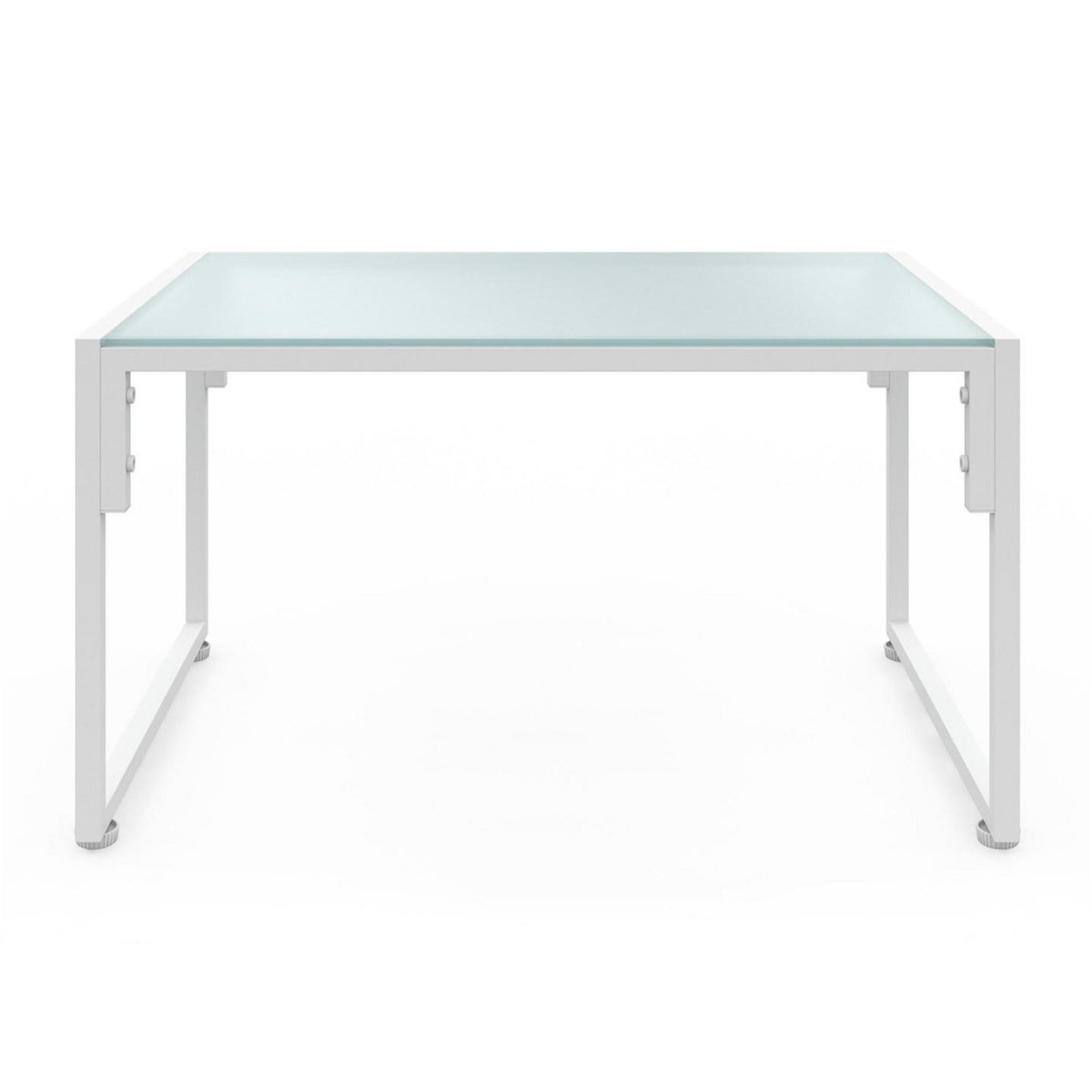 ID MARKET Salon de jardin bas NAIROBI 4 places en acier blanc et coussins beige