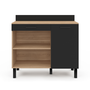 Voir la diapositive 3 : ID MARKET Buffet bas de cuisine 100 CM CINA plan de travail H.83 cm 1 porte + 1 tiroir façon hêtre et noir