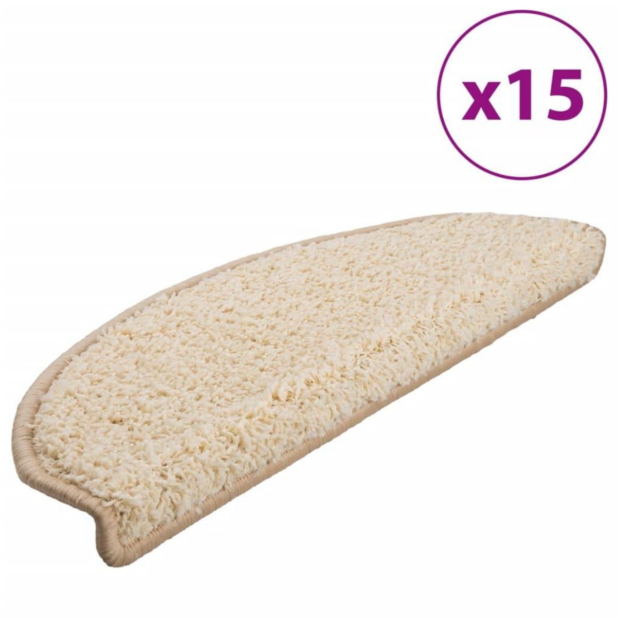 VIDAXL Tapis d'escalier 15 pcs creme 65x21x4 cm
