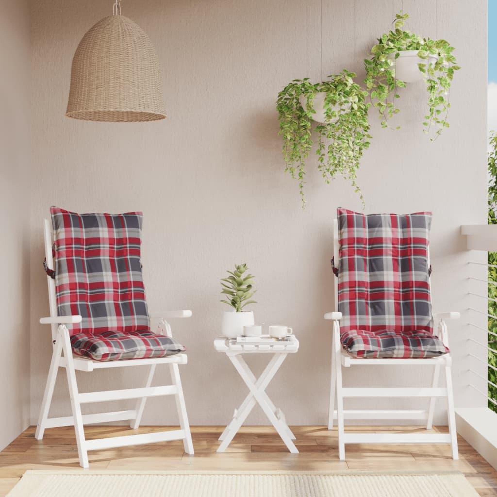 VIDAXL Coussins de chaise a dossier haut lot de 2 motif carreaux rouge