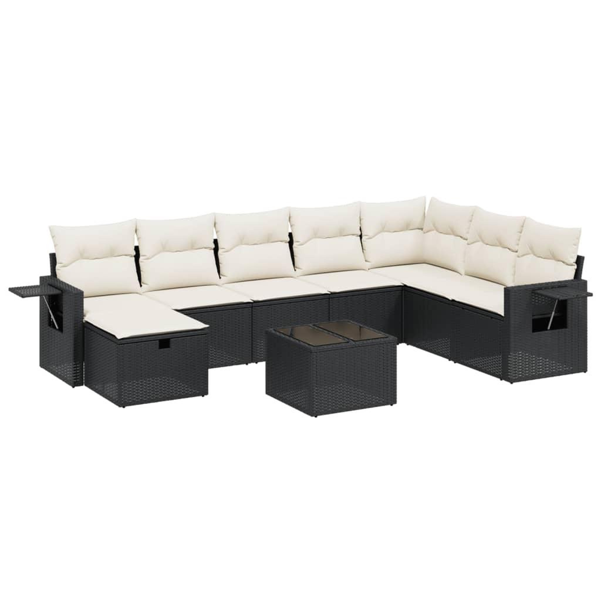 Voir la diapositive 2 : VIDAXL Salon de jardin 9 pcs avec coussins noir resine tressee
