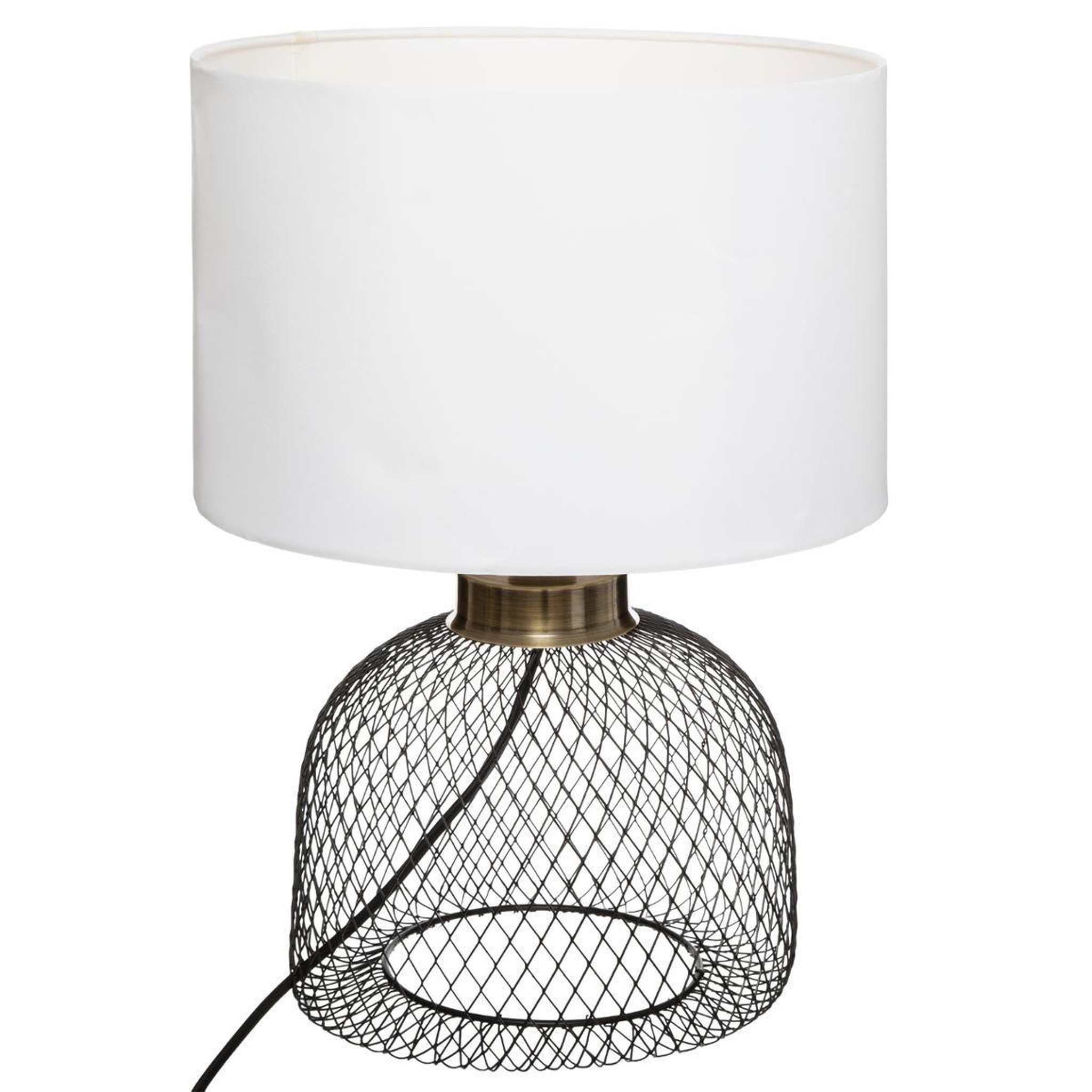 ATMOSPHERA Lampe à poser grillage  emie  38cm noir & blanc