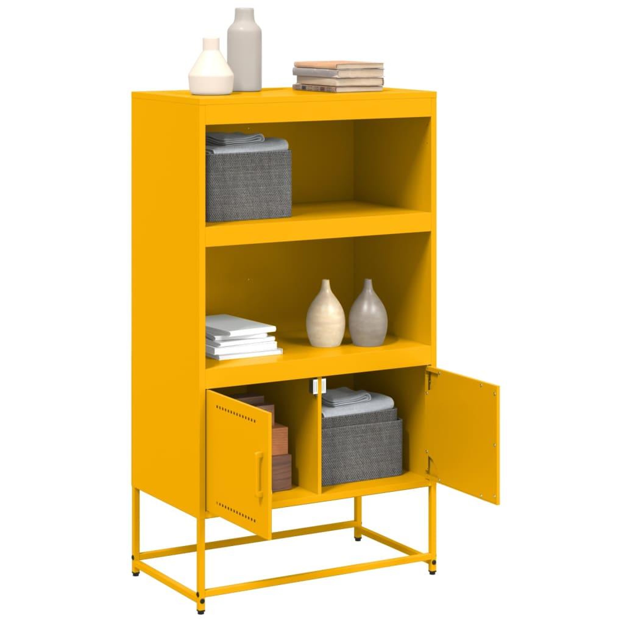 Voir la diapositive 5 : VIDAXL Buffet haut jaune moutarde 68,5x38,5x123,5 cm acier
