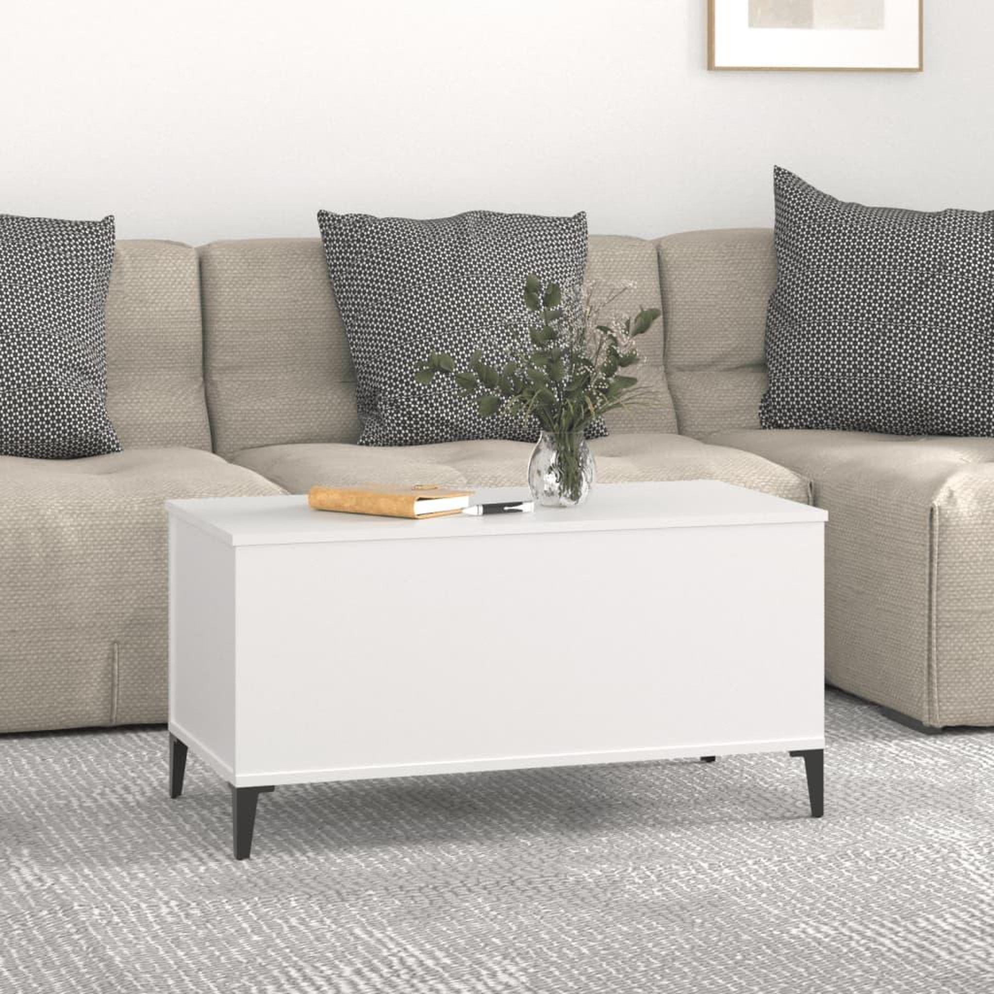 Voir la diapositive 3 : VIDAXL Table basse Blanc 90x44,5x45 cm Bois d'ingenierie