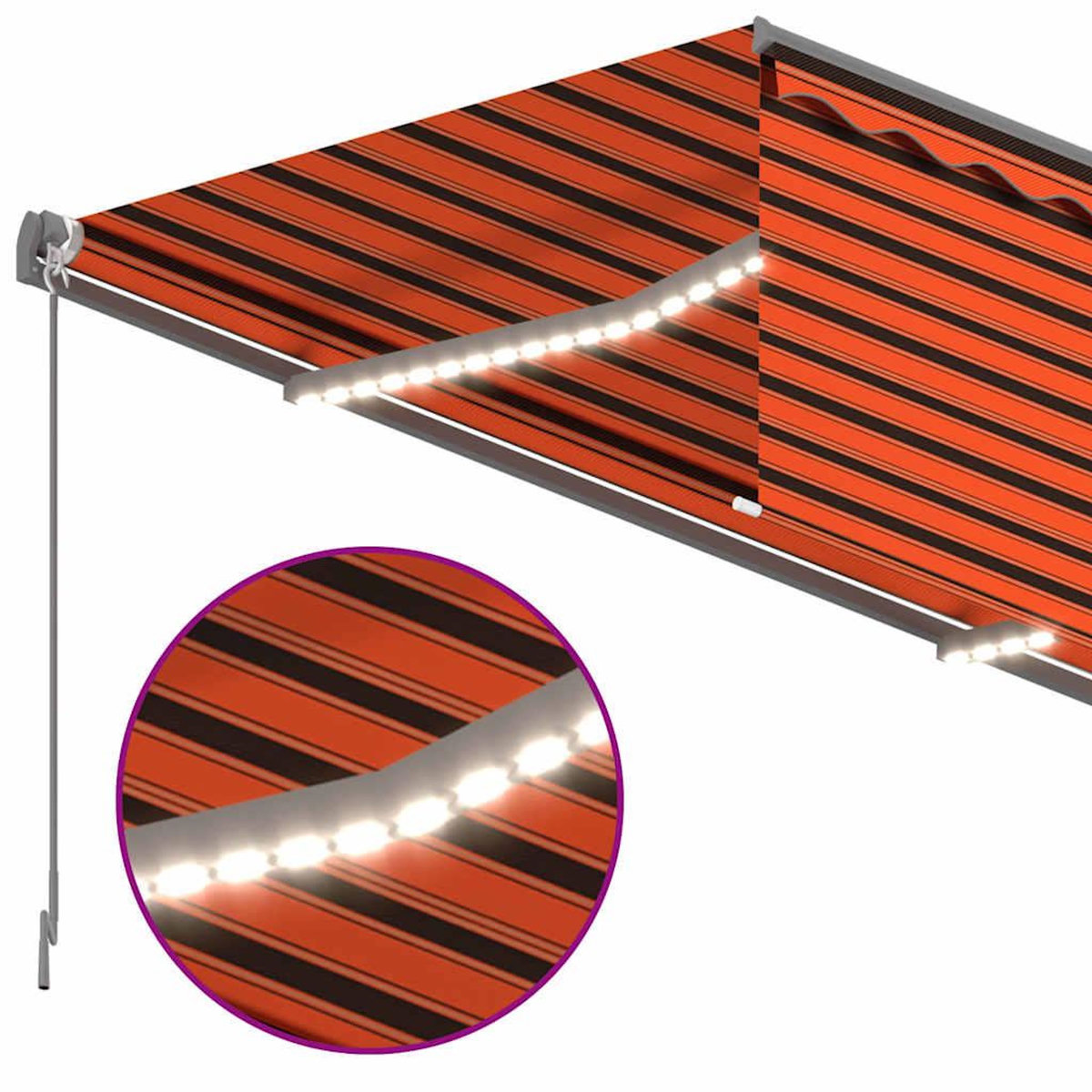 VIDAXL Auvent retractable manuel store et LED 3x2,5 m Orange et marron