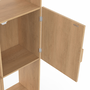 Voir la diapositive 6 : ID MARKET Etagère bibliothèque 6 cases JULIETTE lattes tasseau bois coloris chêne avec placard