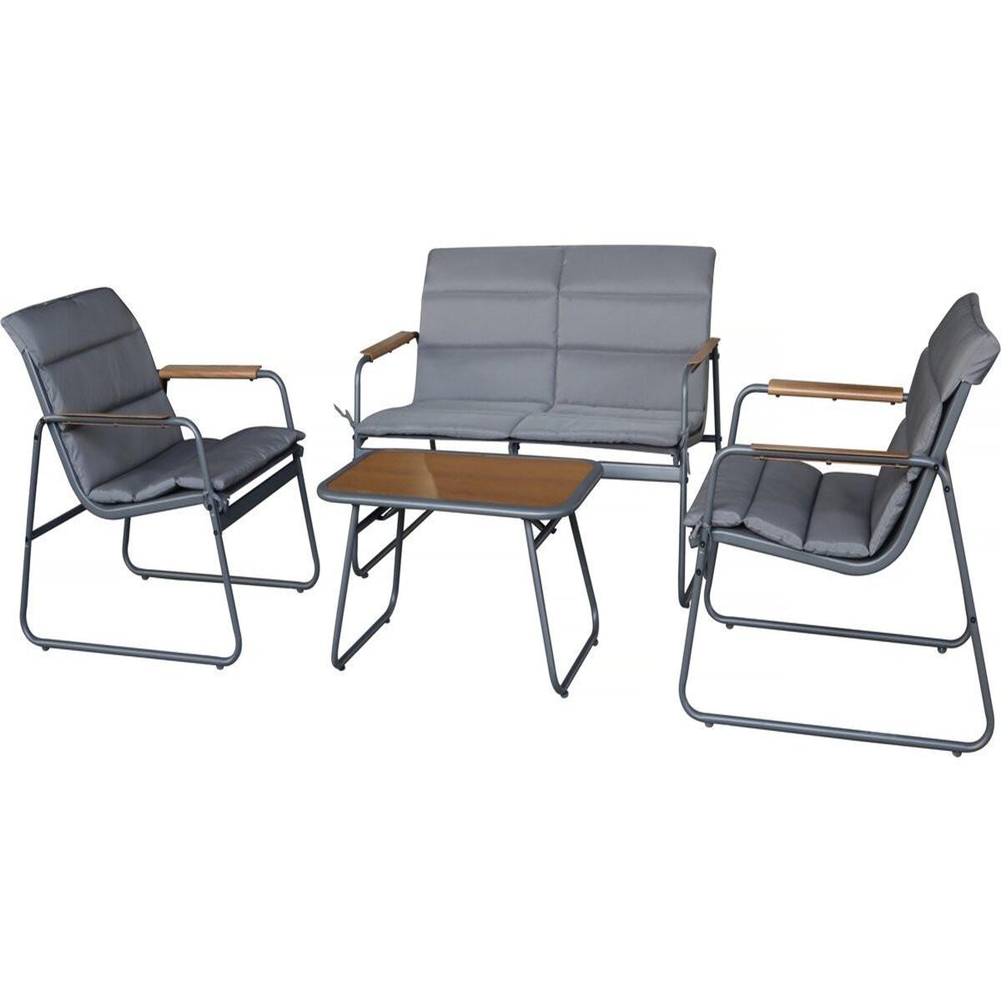 Habitat et Jardin Salon de jardin avec coussins en métal  bastia  - 4 places - gris