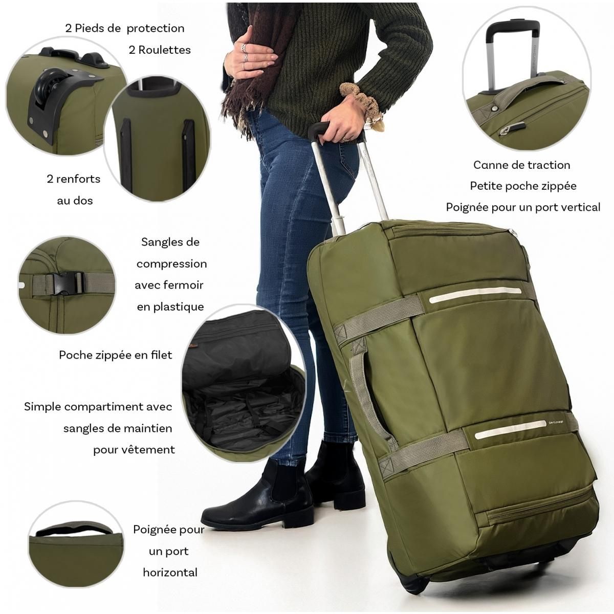 David Jones Sac de voyage avec roulettes 80L  72.5cm