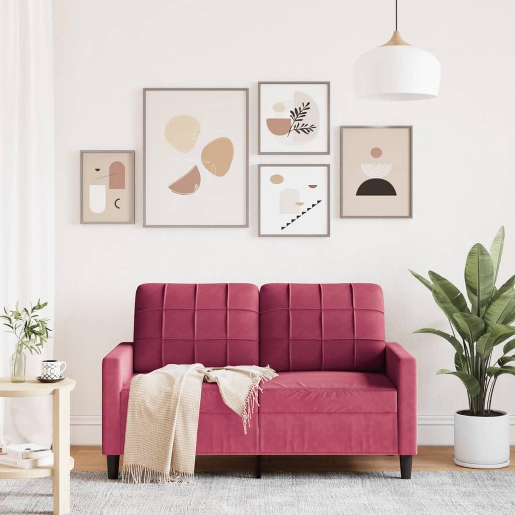 Voir la diapositive 3 : VIDAXL Canape a 2 places Rouge bordeaux 120 cm Velours