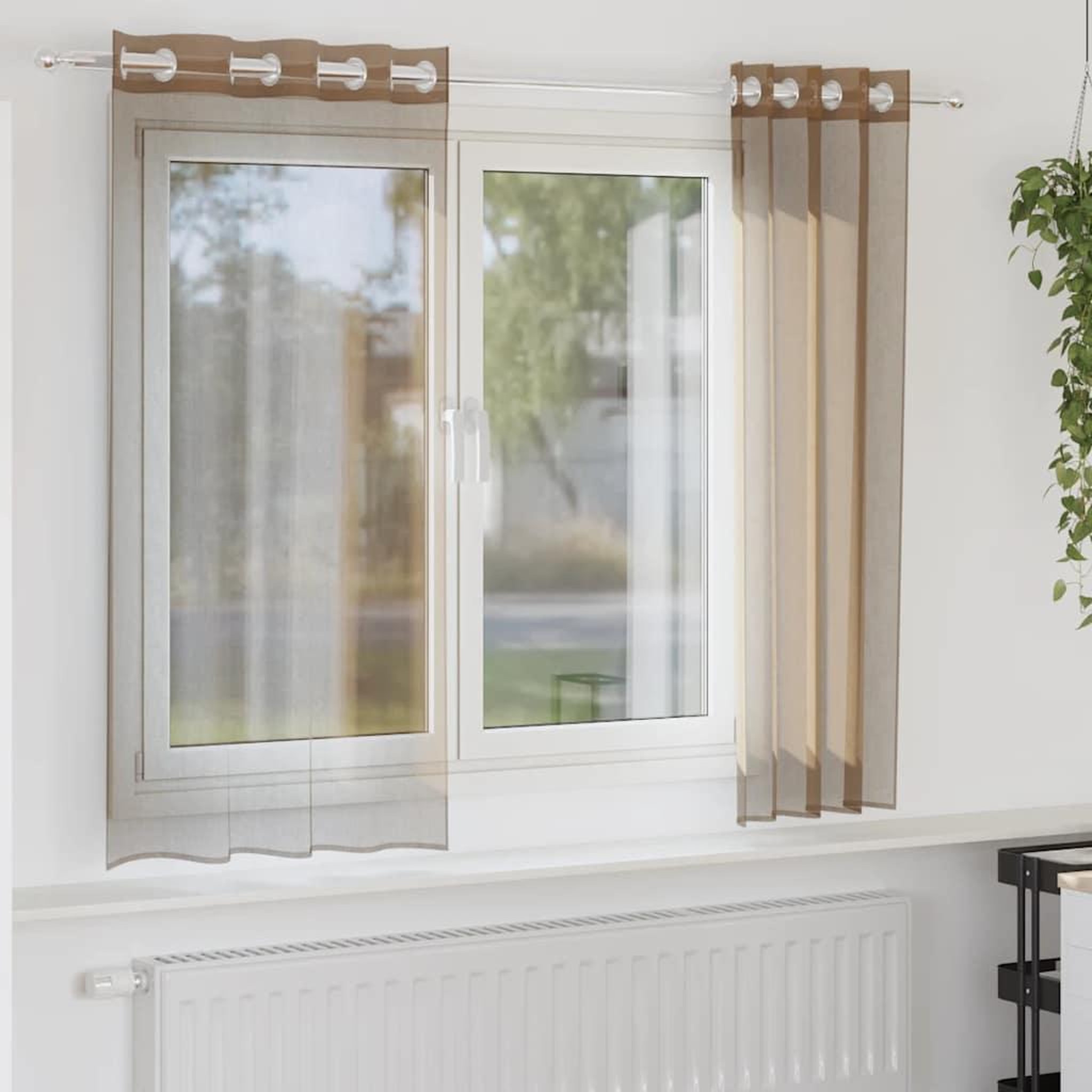 VIDAXL Rideaux en voile avec œillets 2 pcs marron clair