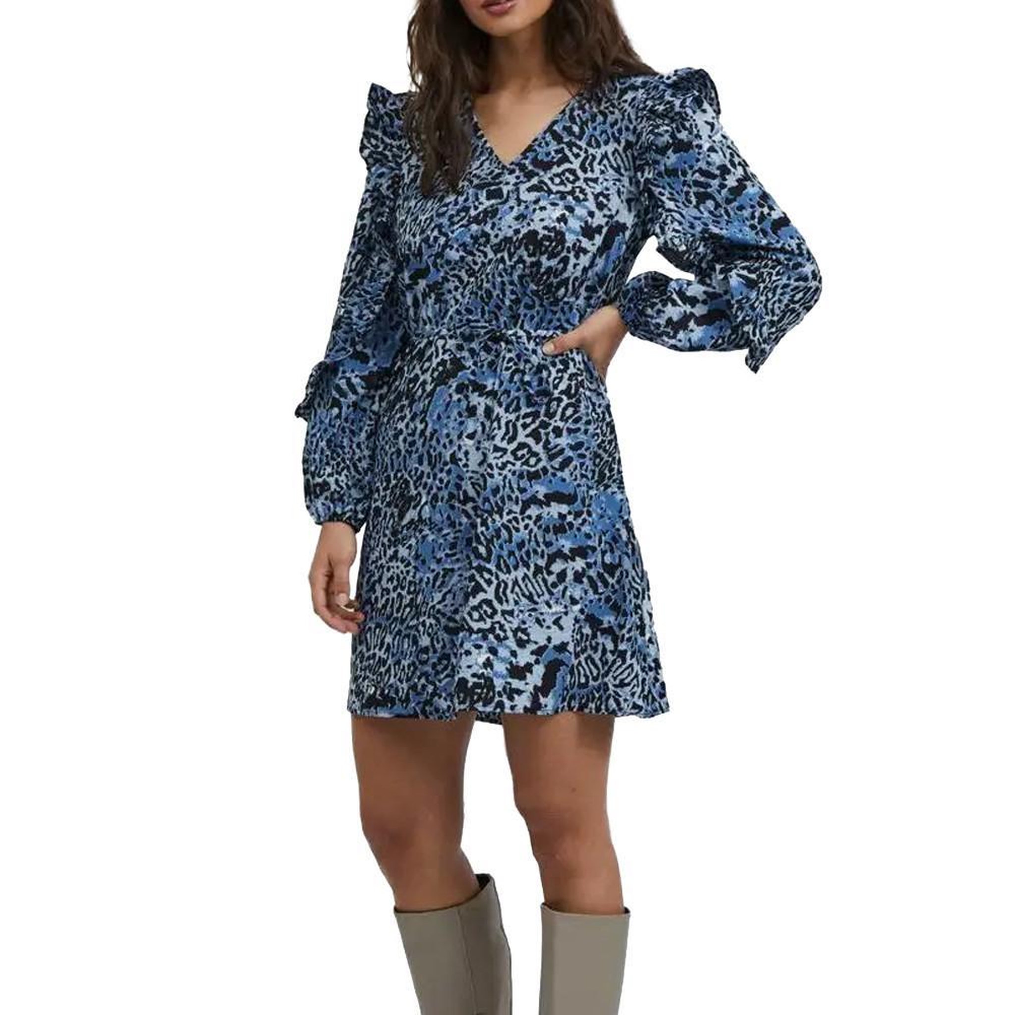 Vila Robe Marine Léopard Femme Vila Coco. Coloris disponibles : Bleu