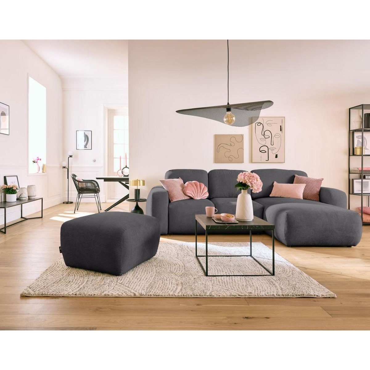 LISA DESIGN Sorrente - pouf - en tissu texturé