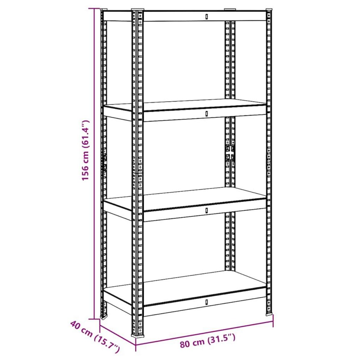 VIDAXL Etagere de rangement 4 niveaux Anthracite Acier bois ingenierie
