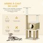 Voir la diapositive 4 : PAWHUT Arbre à chat style cosy chic griffoirs sisal naturel niche plateformes corde jeu boule peluche courte cordes d'algues tressées