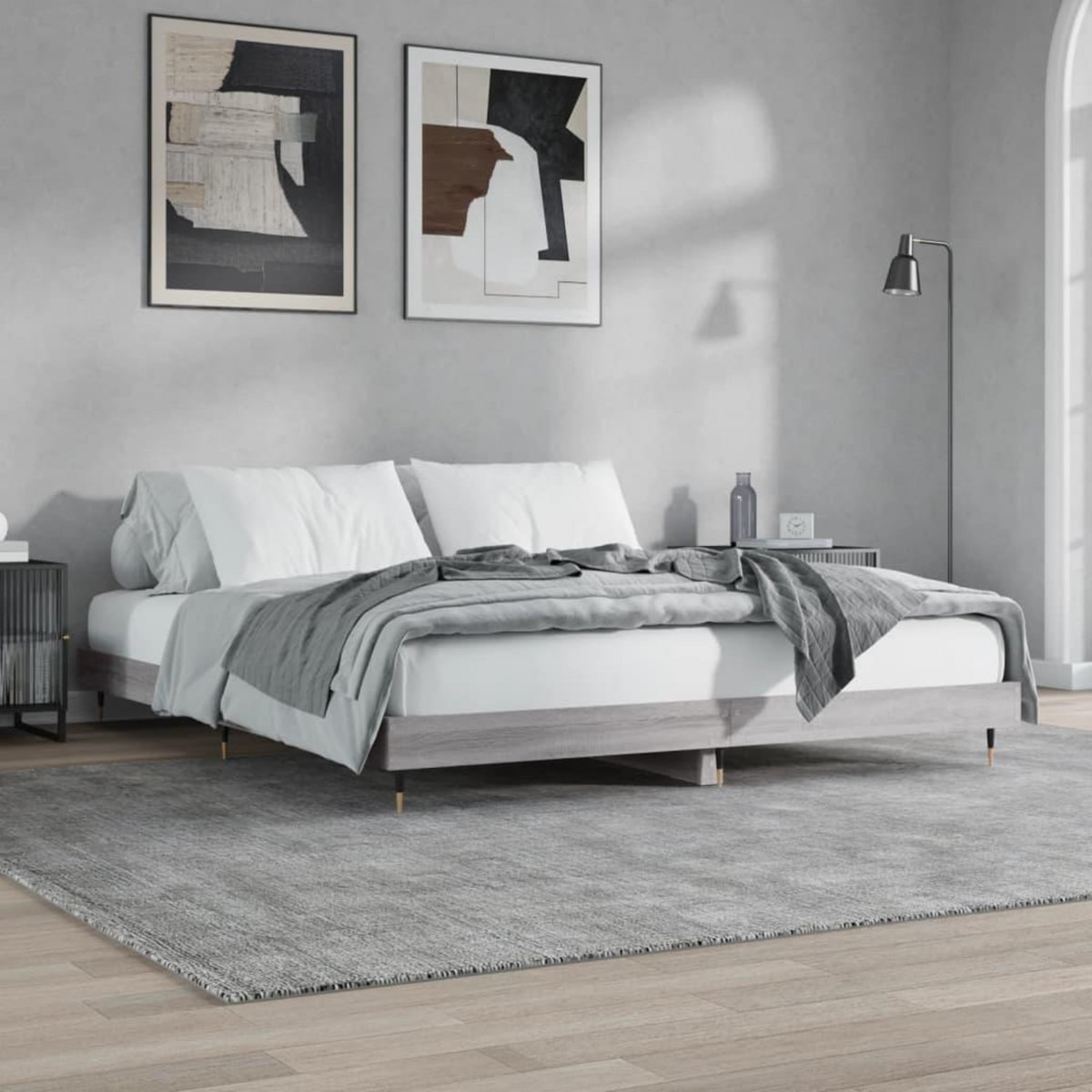 VIDAXL Cadre de lit sans matelas sonoma gris 120x200cm bois ingenierie