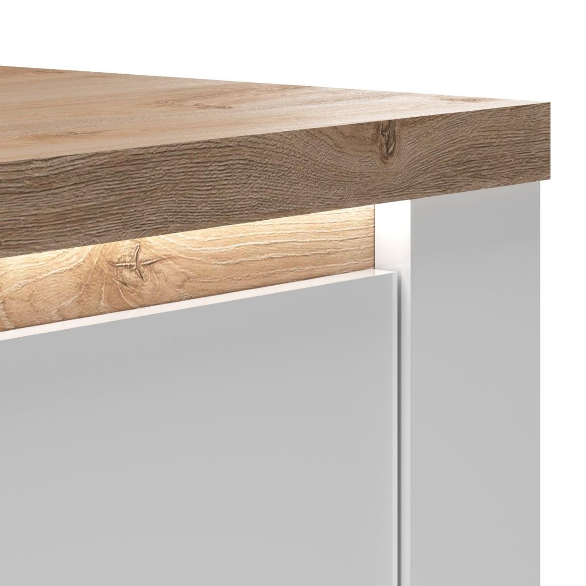 Voir la diapositive 6 : JLC KREATION Buffet moderne 4 portes-1tiroir laqué blanc et bois ARIA