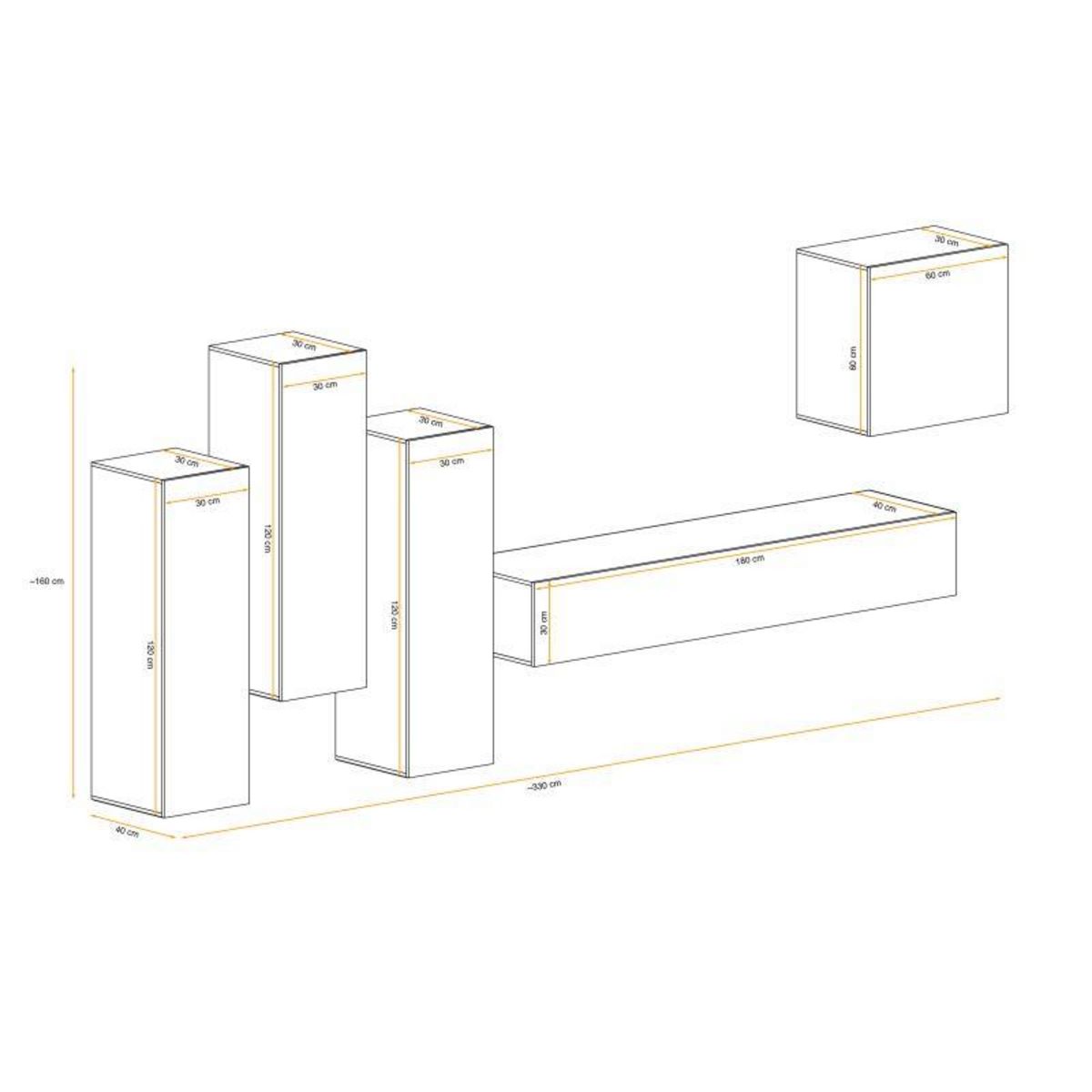 Paris Prix Meuble TV Mural Design  Switch III  330cm Noir