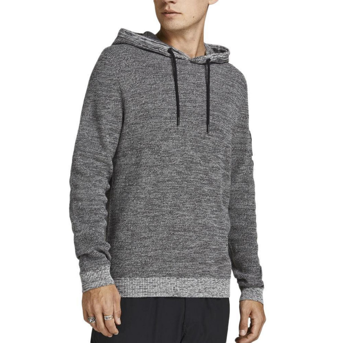 Jack & Jones Pull Capuche Gris Homme Jack & Jones badge Knit