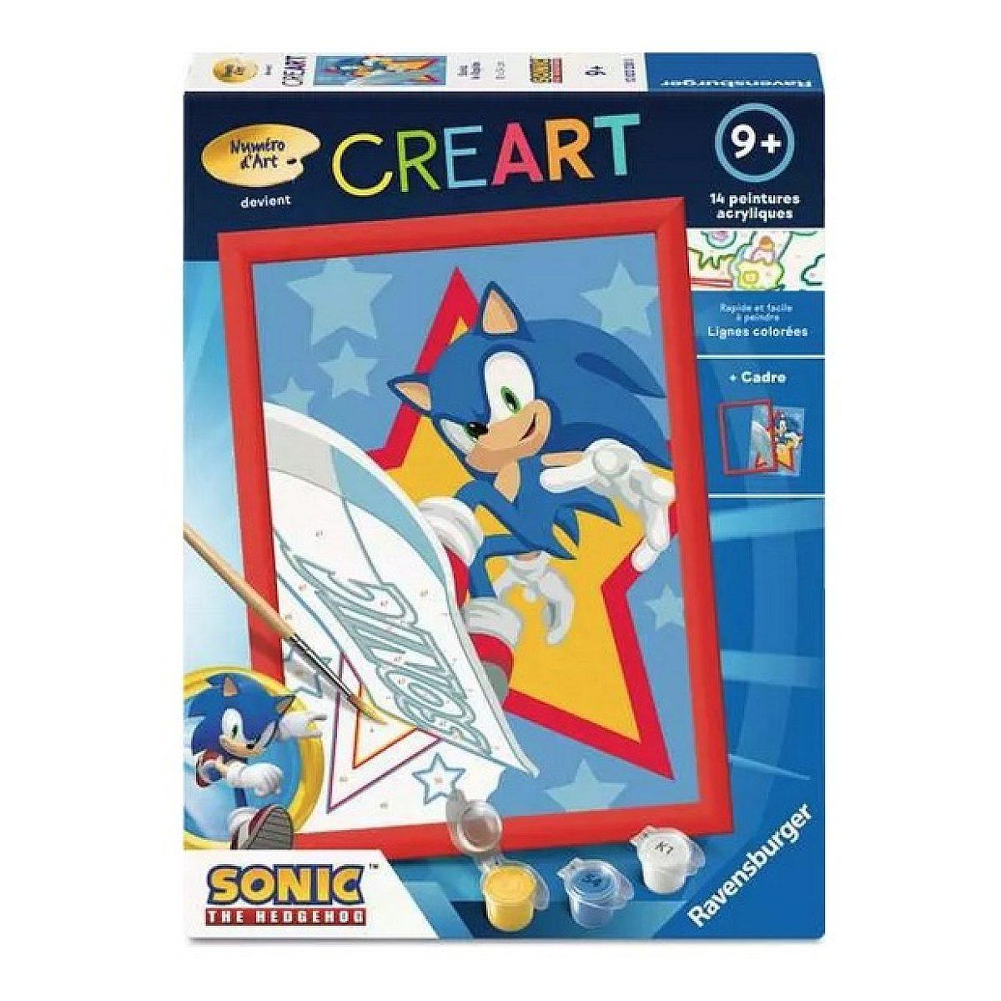 RAVENSBURGER Ravensburger – creart kids 18x24cm – numéro d'art – sonic – kit de peinture par numéros – des 7 ans – 12023230