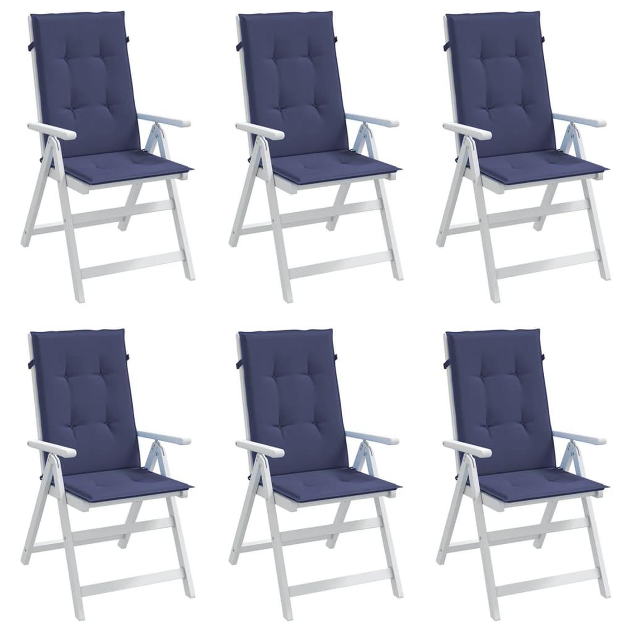 Voir la diapositive 5 : VIDAXL Coussins de chaise a dossier haut lot de 6 bleu marine tissu