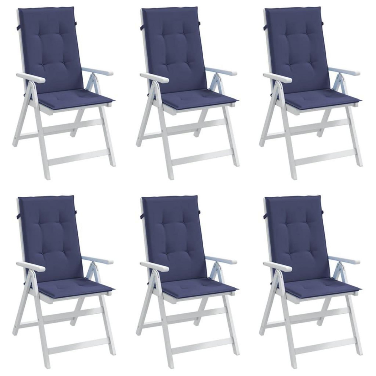 VIDAXL Coussins de chaise a dossier haut lot de 6 bleu marine tissu